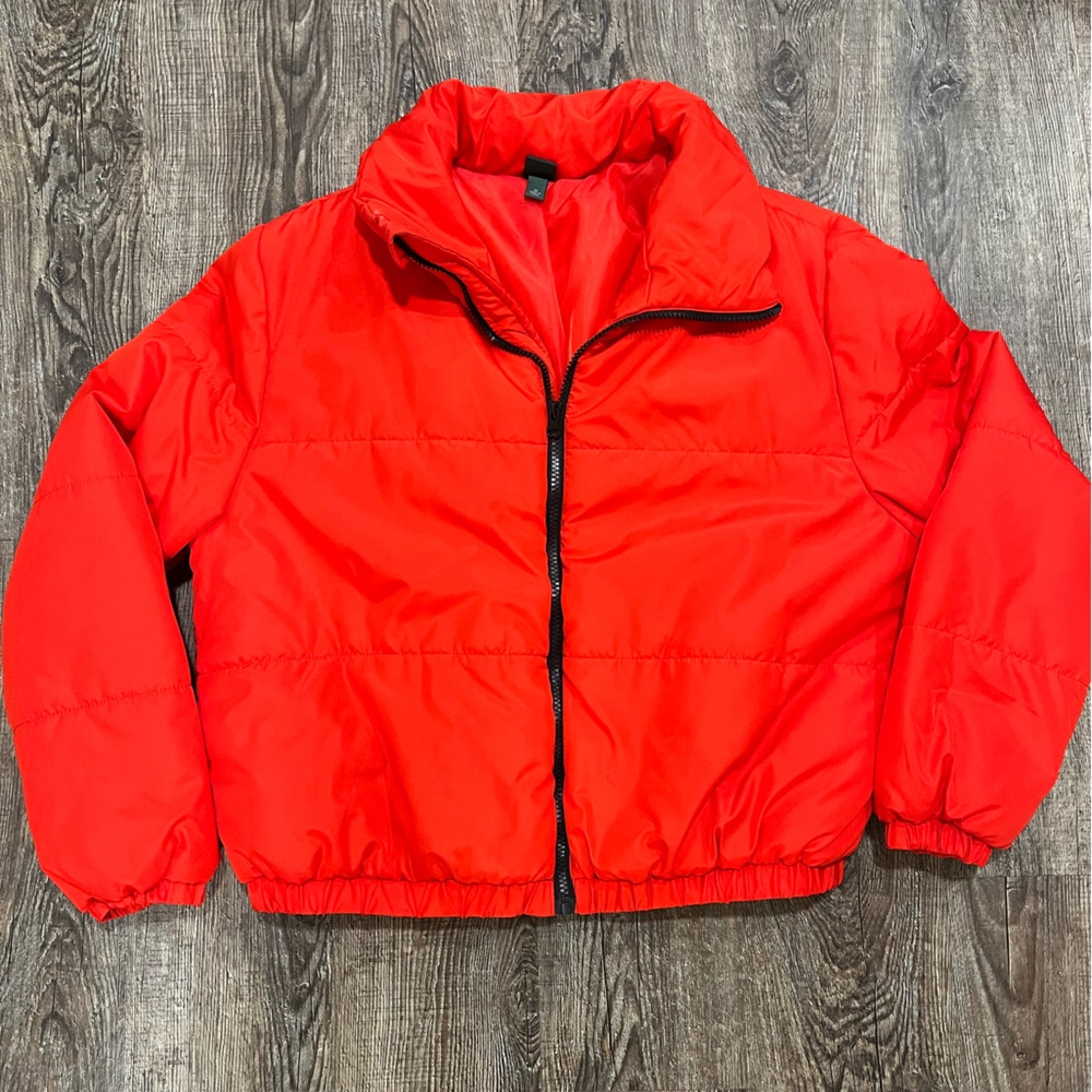 Wild Fable Target Brand  Womens Red Cropped Puffer Jacket Size Medium